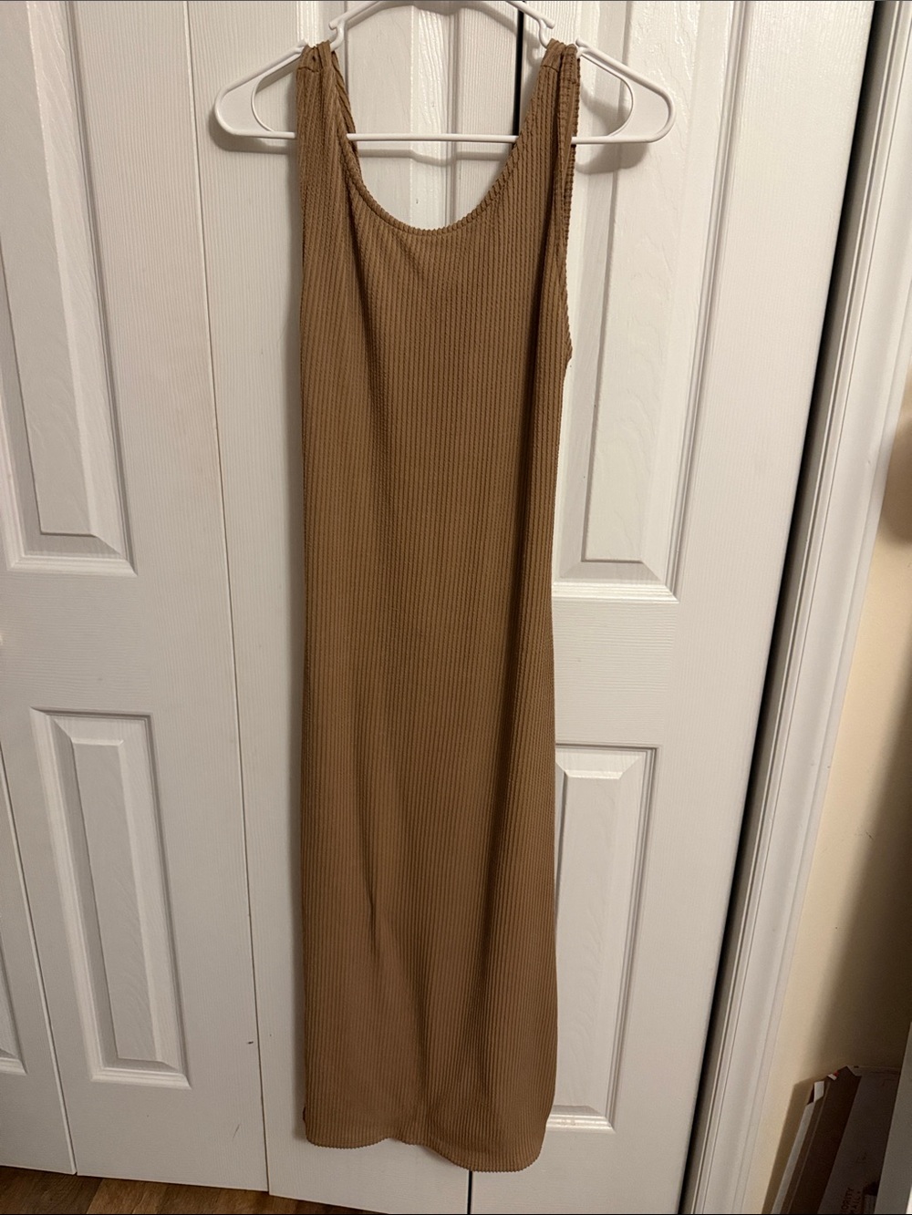 Ribbed Tank Maxi Dress in Camel
